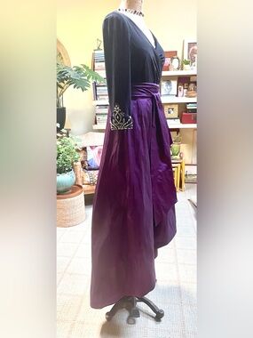 Adrianna Papell Two-Tone, Hi-Low Taffeta Dress with Bejeweled 3/4 Cuff